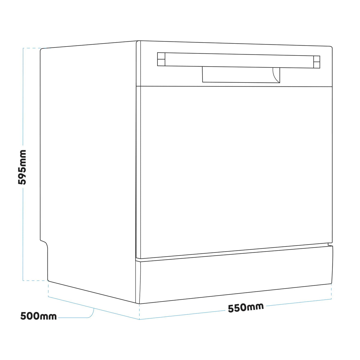 Baridi DH86 DH87 DH88 Compact Tabletop Counter Dishwasher, 8 Litre Capacity, 8 Place Settings, 6 Programmes