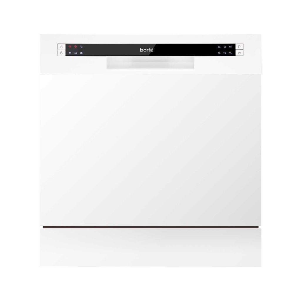 Baridi DH86 Compact Tabletop Counter Dishwasher, 8 Litre Capacity, 8 Place Settings, 6 Programmes, White