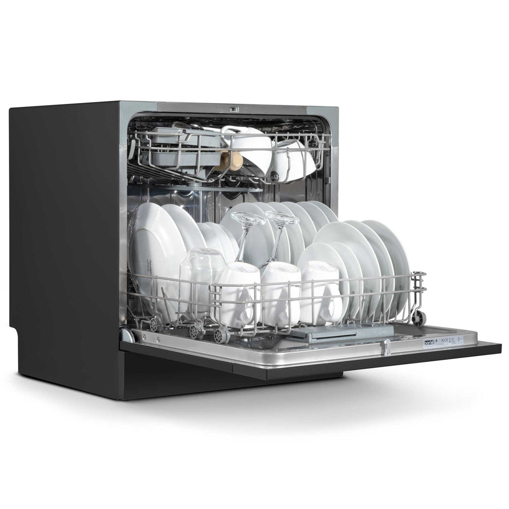 Baridi DH88 Compact Tabletop Counter Dishwasher, 8 Litre Capacity, 8 Place Settings, 6 Programmes, Black