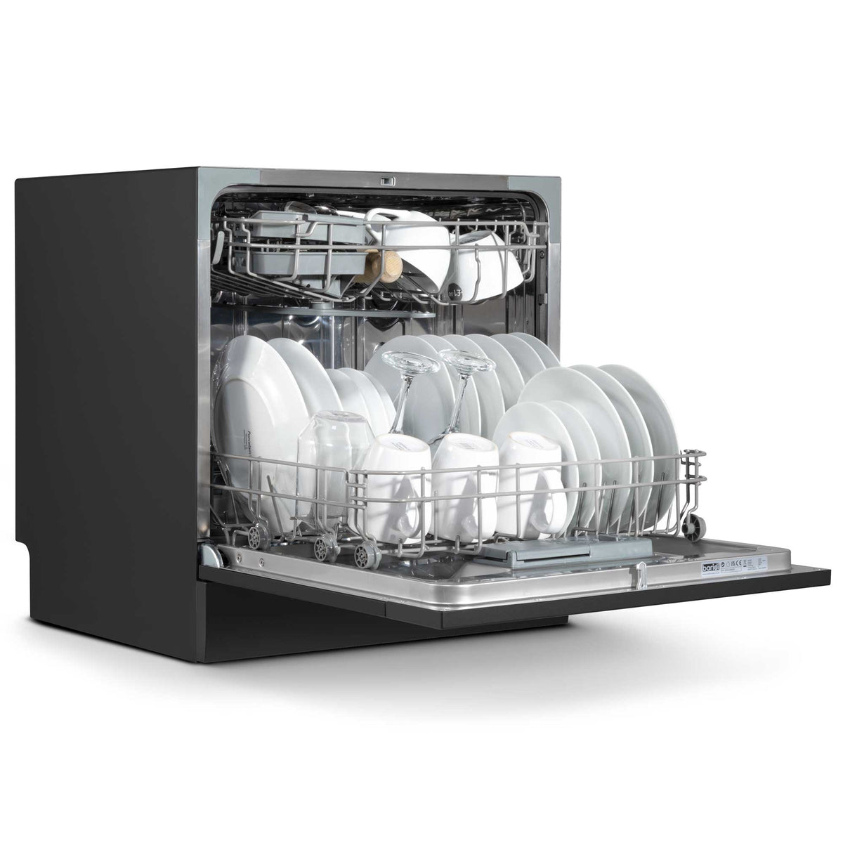 Baridi DH88 Compact Tabletop Counter Dishwasher, 8 Litre Capacity, 8 Place Settings, 6 Programmes, Black