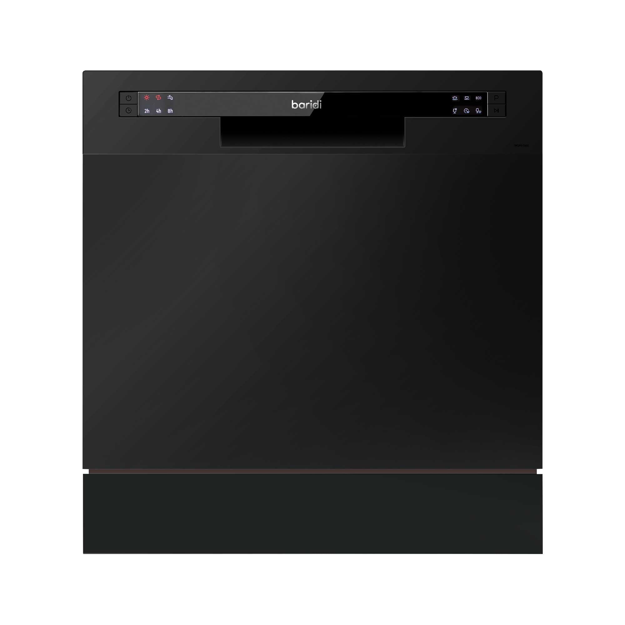 Baridi DH88 Compact Tabletop Counter Dishwasher, 8 Litre Capacity, 8 Place Settings, 6 Programmes, Black
