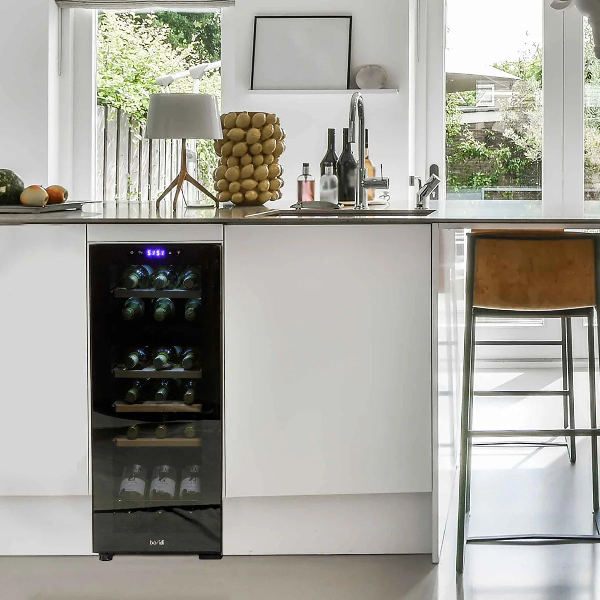 Baridi DH89 Dual Zone Wine Cooler Fridge with Digital Touchscreen Controls, LED Light, 18 Bottle Capacity, Black