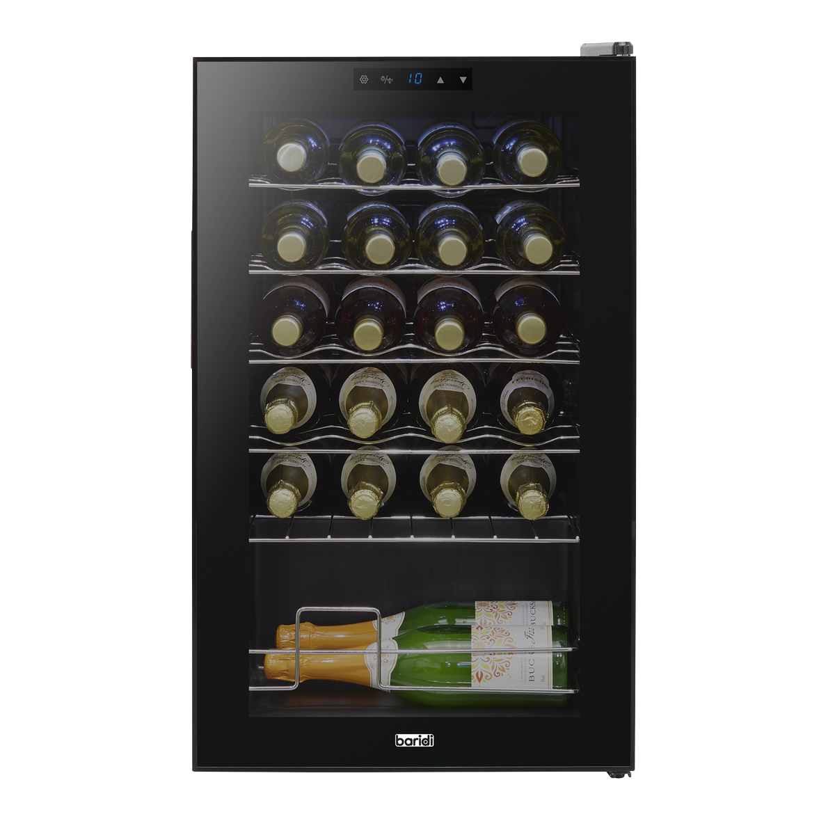 Baridi Wine Cooler Fridge, 24 Bottle, Black (DH9) (Factory Refurbished B)