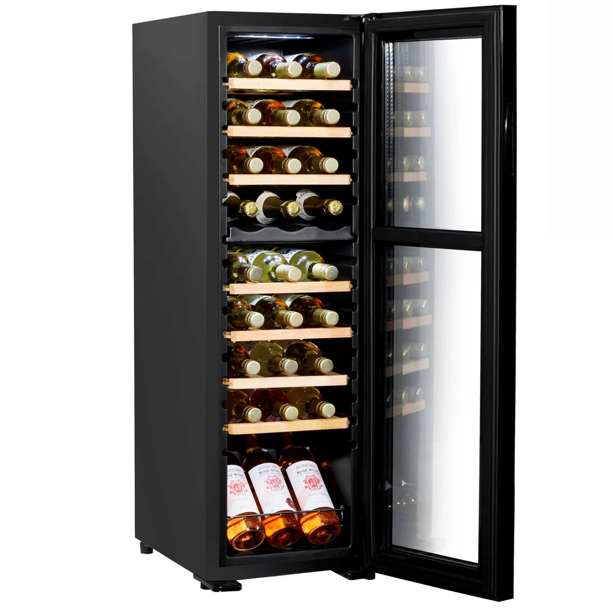 Baridi DH90 Dual Zone Wine Cooler Fridge with Digital Touchscreen Controls, LED Light, 27 Bottle Capacity, Black