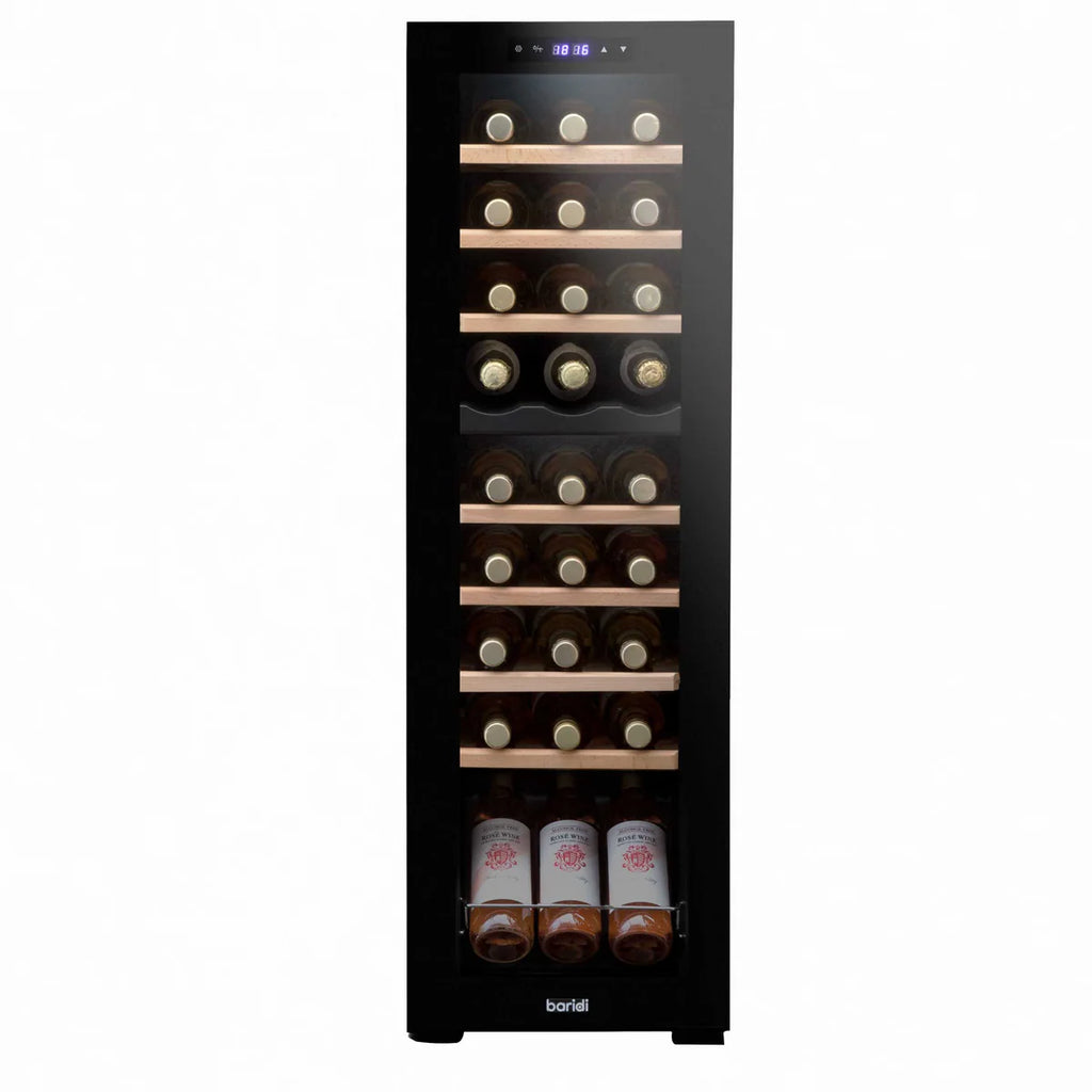Baridi DH90 Dual Zone Wine Cooler Fridge with Digital Touchscreen Controls, LED Light, 27 Bottle Capacity, Black