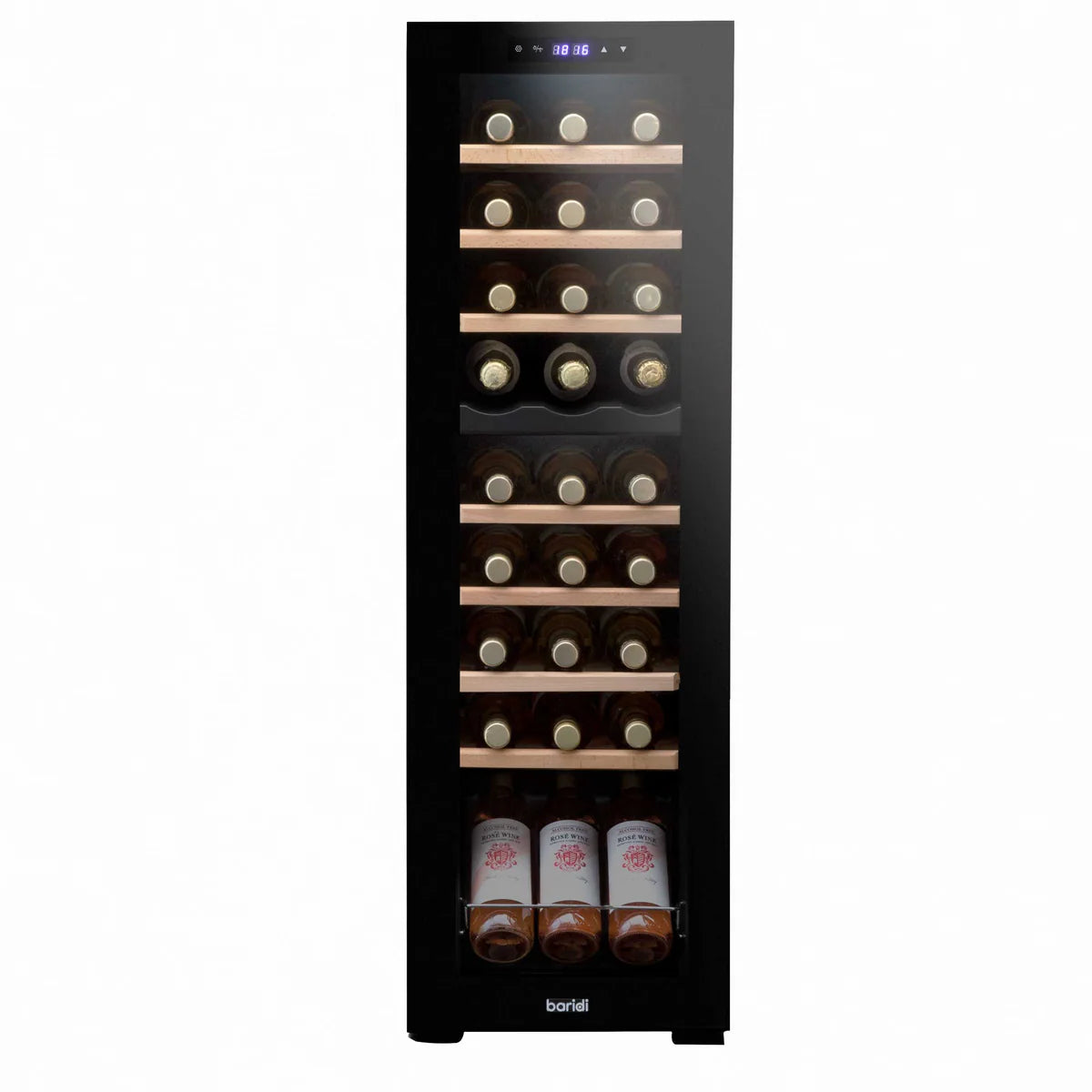 Baridi DH90 Dual Zone Wine Cooler Fridge with Digital Touchscreen Controls, LED Light, 27 Bottle Capacity, Black