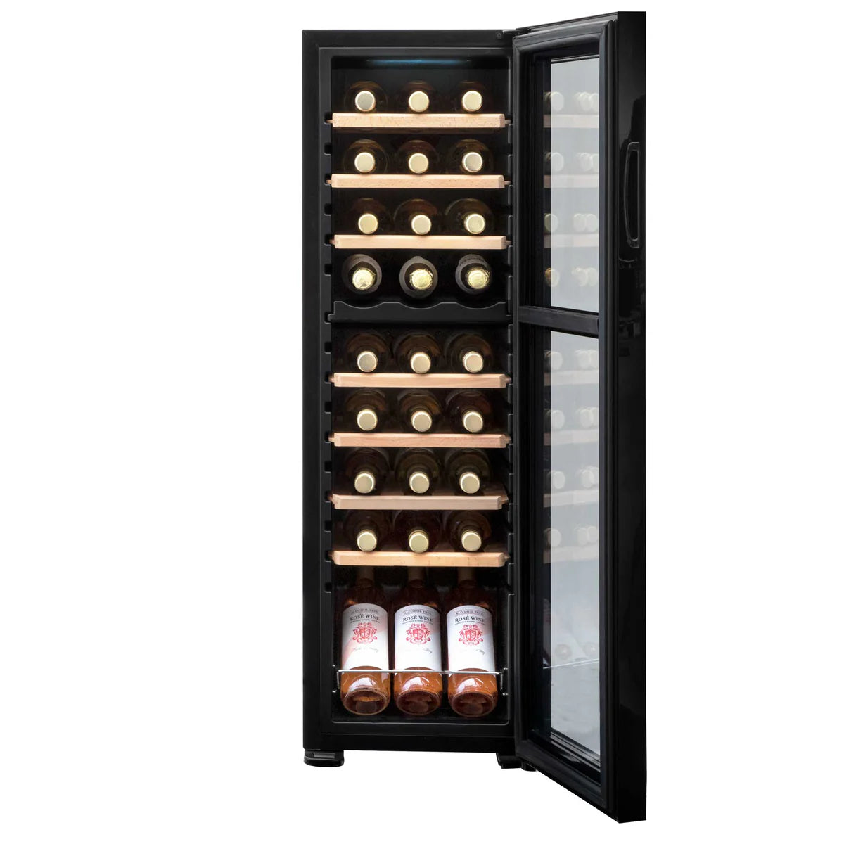 Baridi DH90 Dual Zone Wine Cooler Fridge with Digital Touchscreen Controls, LED Light, 27 Bottle Capacity, Black