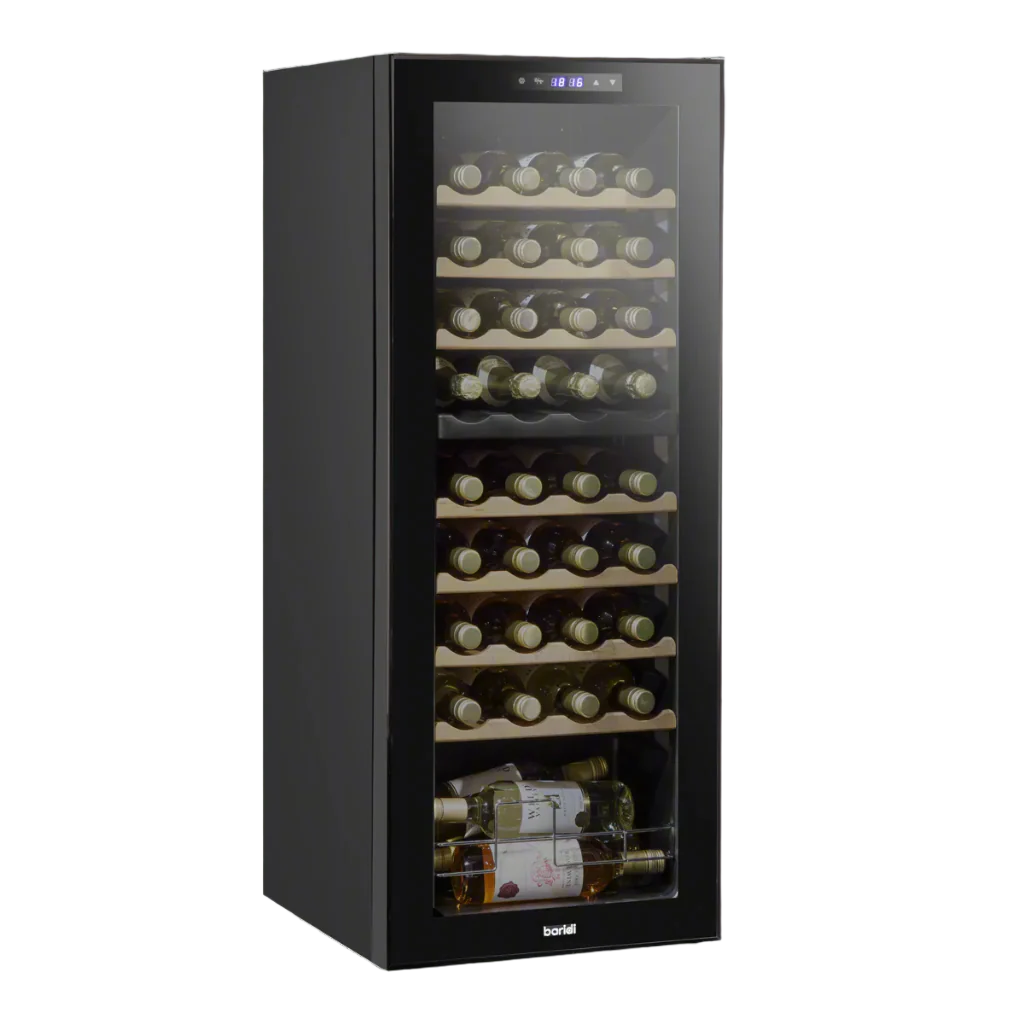 Baridi DH91 Dual Zone Wine Cooler Fridge with Digital Touchscreen Controls, LED Light, 36 Bottle Capacity, Black