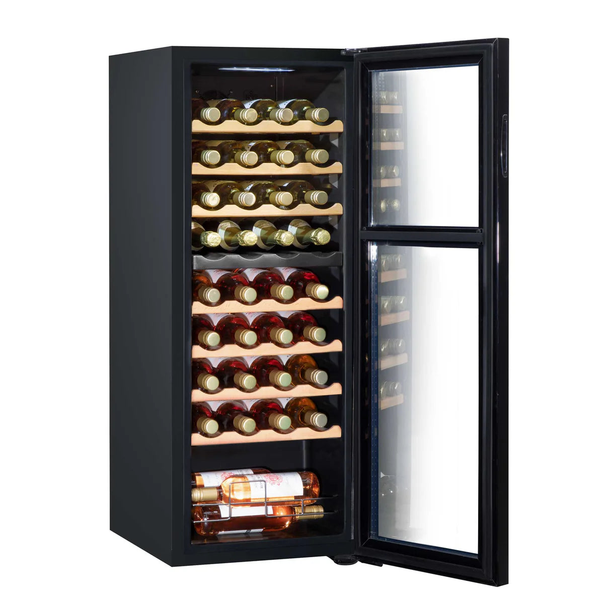 Baridi DH91 Dual Zone Wine Cooler Fridge with Digital Touchscreen Controls, LED Light, 36 Bottle Capacity, Black