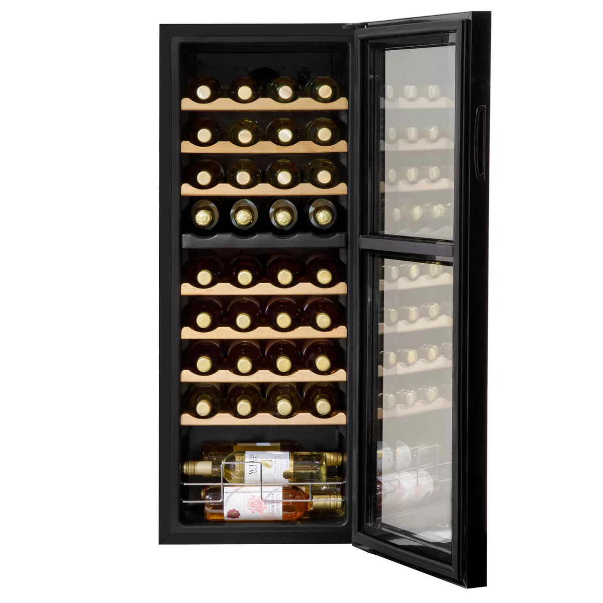 Baridi DH91 Dual Zone Wine Cooler Fridge with Digital Touchscreen Controls, LED Light, 36 Bottle Capacity, Black