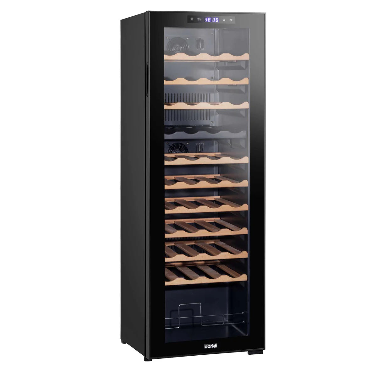 Baridi DH92 Dual Zone Wine Cooler Fridge with Digital Touchscreen Controls, LED Light, 44 Bottle Capacity, Black