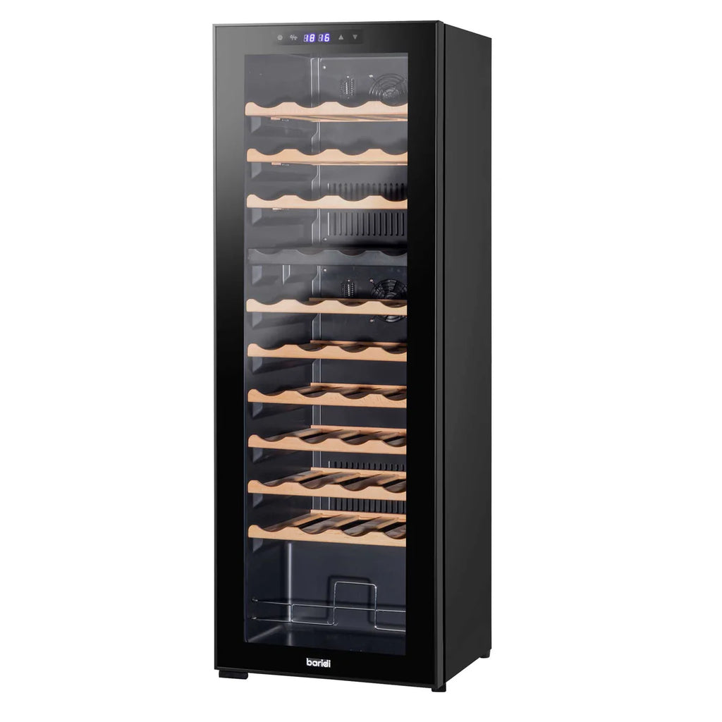 Baridi DH92 Dual Zone Wine Cooler Fridge with Digital Touchscreen Controls, LED Light, 44 Bottle Capacity, Black