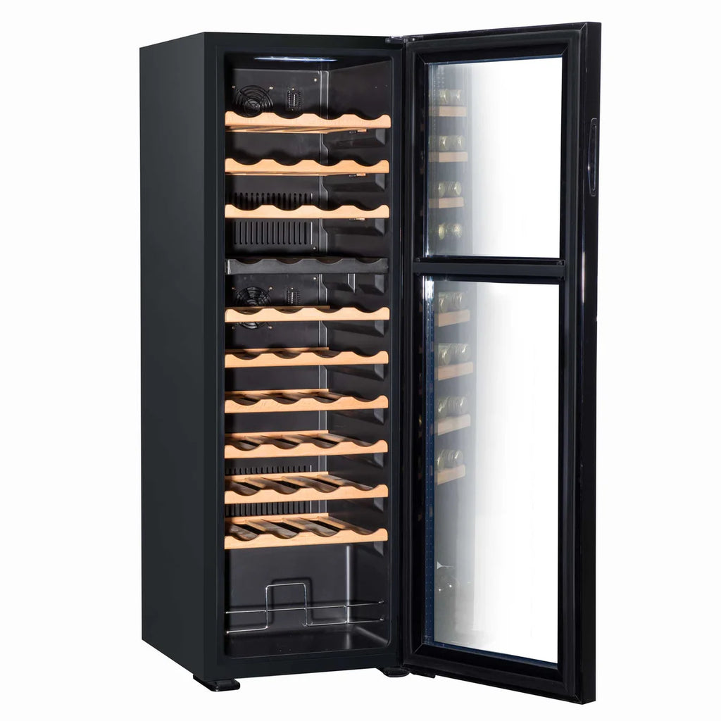 Baridi DH92 Dual Zone Wine Cooler Fridge with Digital Touchscreen Controls, LED Light, 44 Bottle Capacity, Black