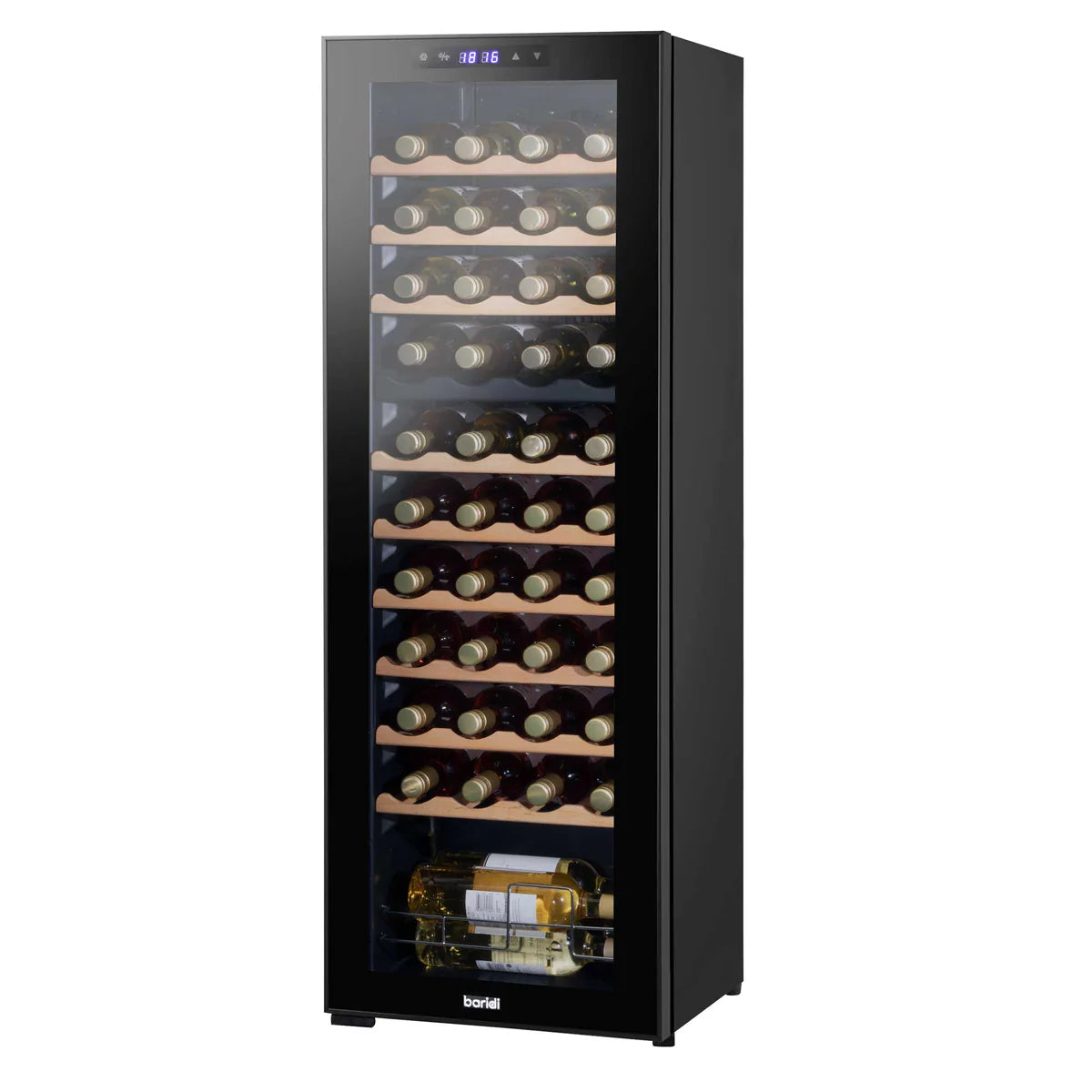 Baridi DH92 Dual Zone Wine Cooler Fridge with Digital Touchscreen Controls, LED Light, 44 Bottle Capacity, Black