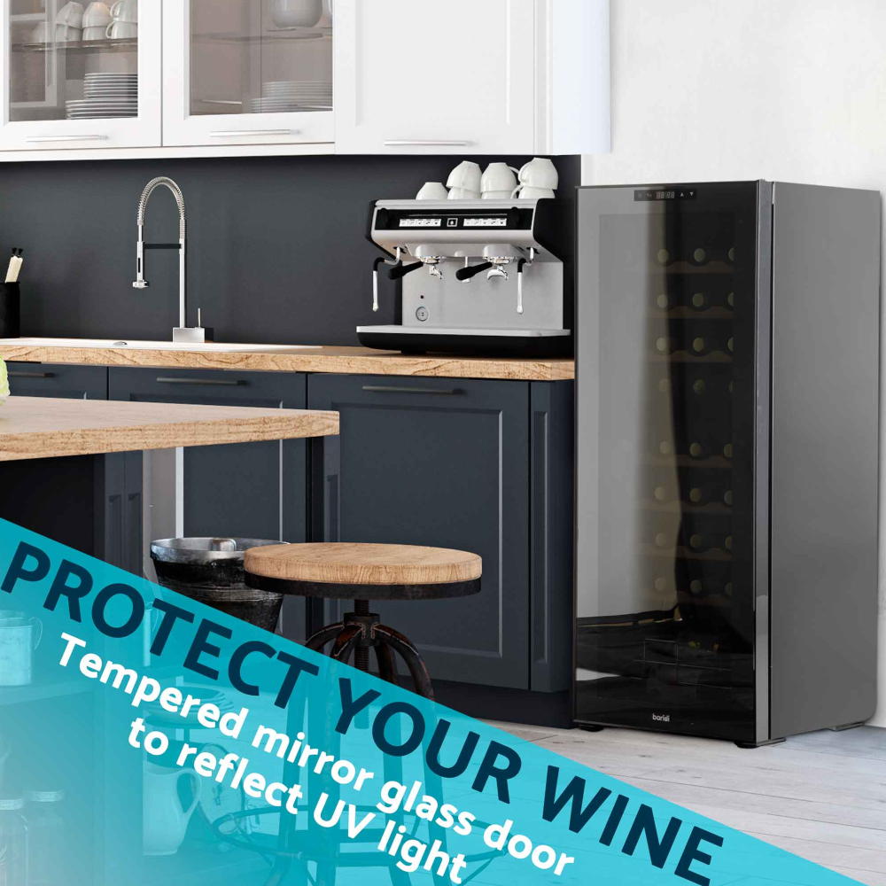 Baridi DH92 Dual Zone Wine Cooler Fridge with Digital Touchscreen Controls, LED Light, 44 Bottle Capacity, Black