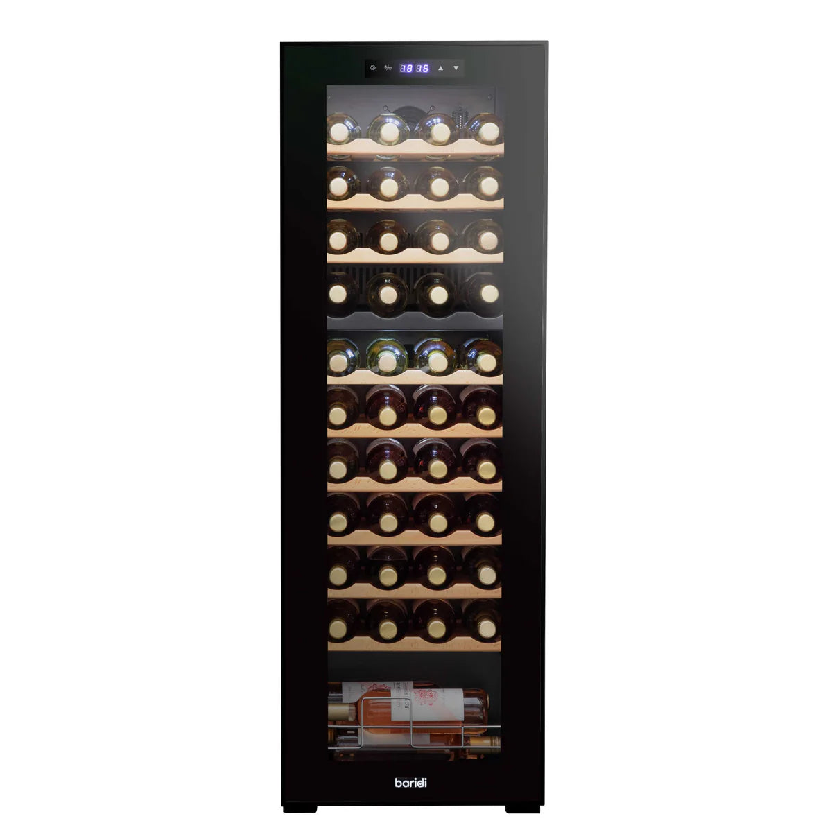 Baridi DH92 Dual Zone Wine Cooler Fridge with Digital Touchscreen Controls, LED Light, 44 Bottle Capacity, Black