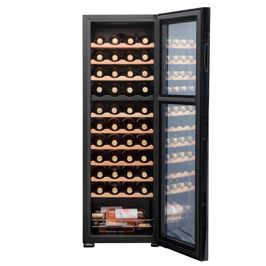 Baridi DH92 Dual Zone Wine Cooler Fridge with Digital Touchscreen Controls, LED Light, 44 Bottle Capacity, Black