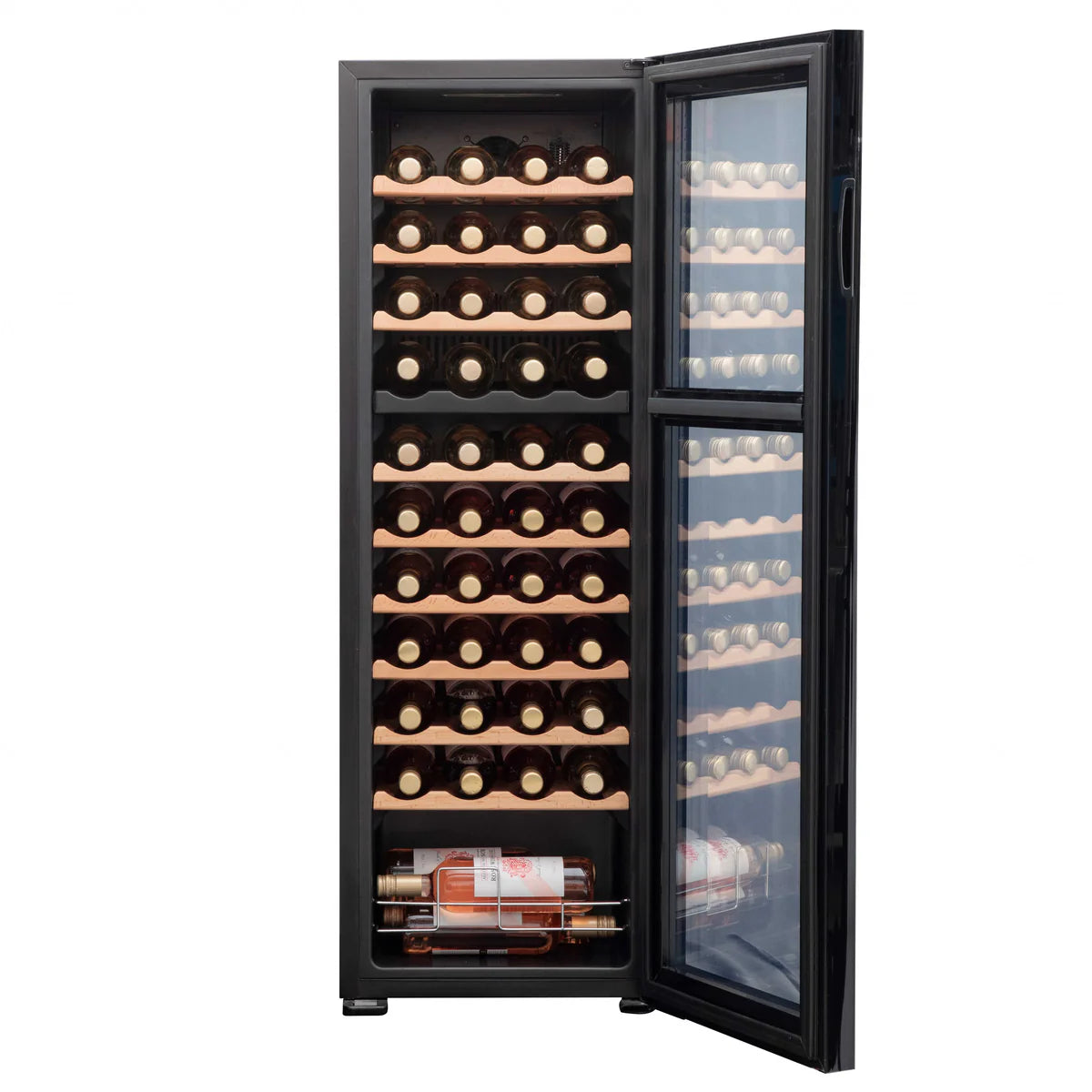 Baridi DH92 Dual Zone Wine Cooler Fridge with Digital Touchscreen Controls, LED Light, 44 Bottle Capacity, Black