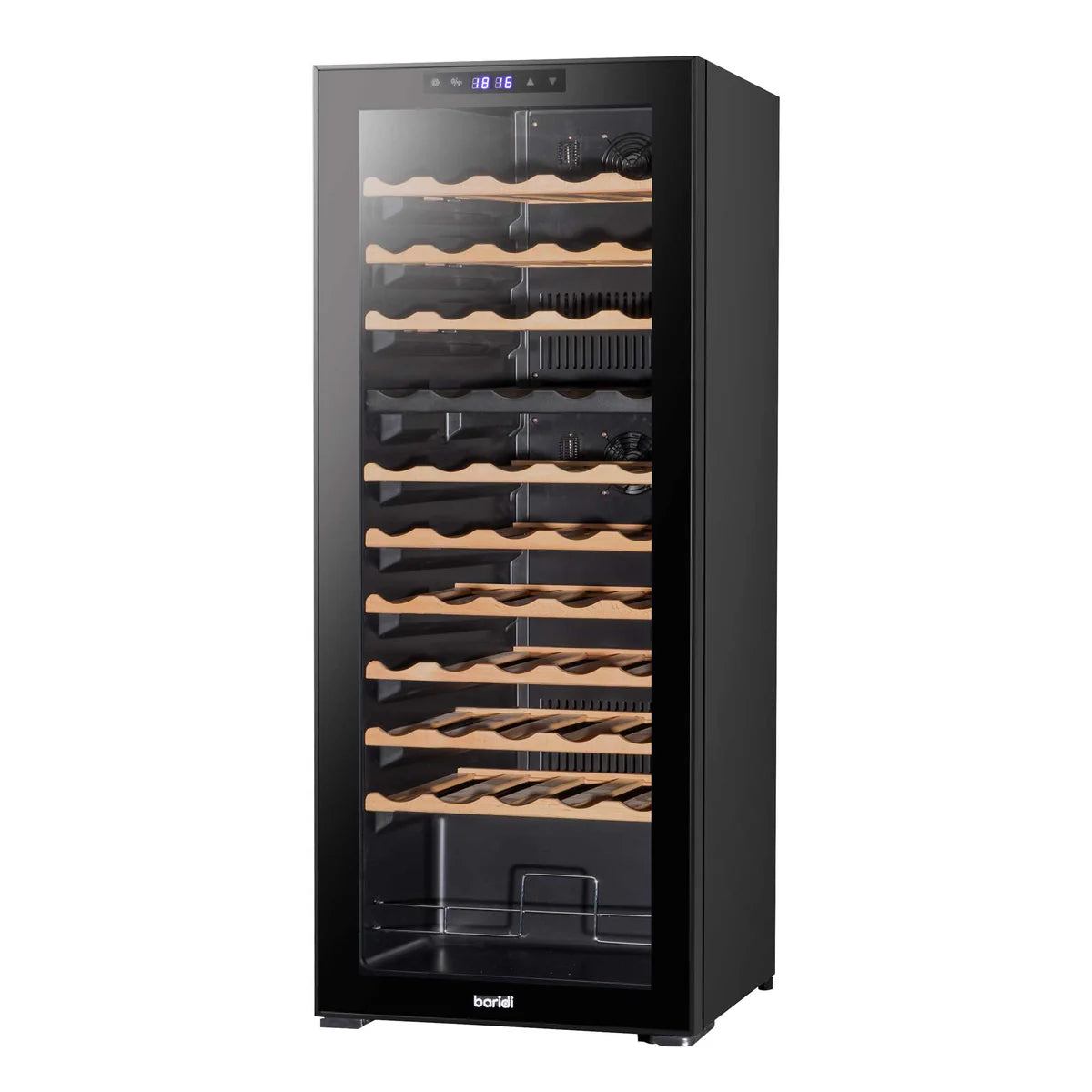 Baridi DH93 Dual Zone Wine Cooler Fridge with Digital Touchscreen Controls, LED Light, 55 Bottle Capacity, Black