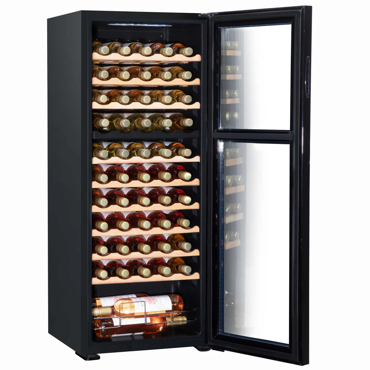 Baridi DH93 Dual Zone Wine Cooler Fridge with Digital Touchscreen Controls, LED Light, 55 Bottle Capacity, Black