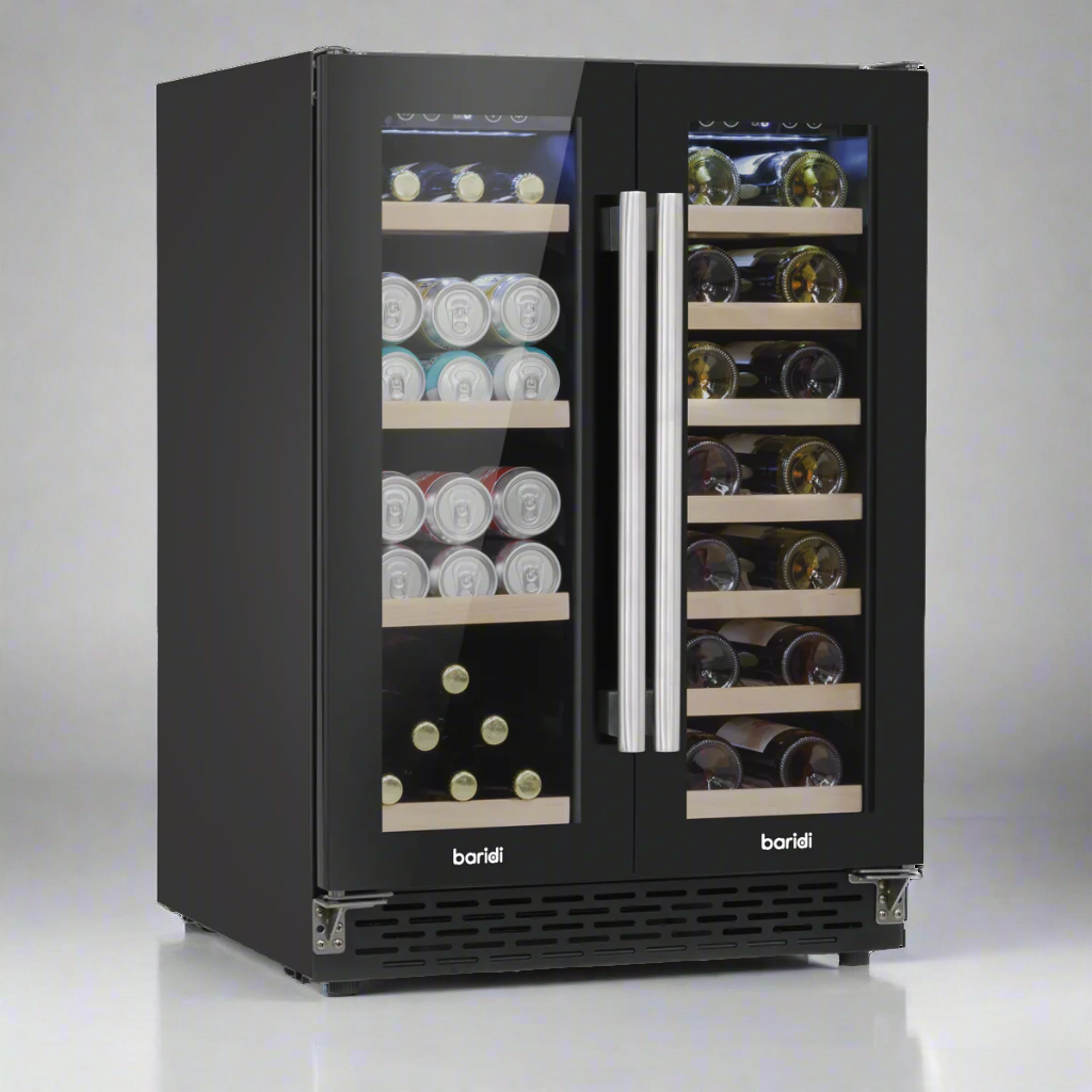 Baridi 40 Bottle/120 Can Under-Counter/Freestanding Dual Zone Wine Fridge & Cooler 60cm
