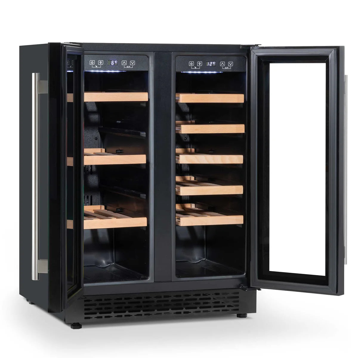 Baridi DH96 Dual Zone Under-Counter Freestanding Wine Cooler Fridge with Digital Touchscreen Controls & LED Light, 40 Bottle/120 Can Capacity, Black