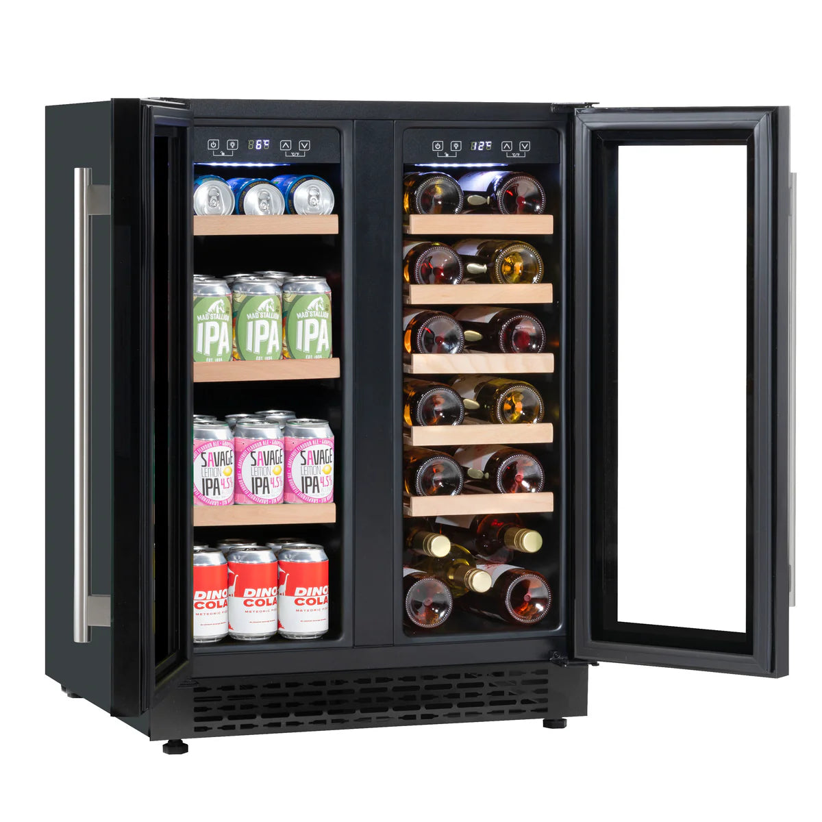 Baridi DH96 Dual Zone Under-Counter Freestanding Wine Cooler Fridge with Digital Touchscreen Controls & LED Light, 40 Bottle/120 Can Capacity, Black