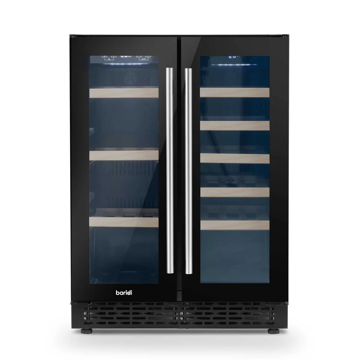 Baridi DH96 Dual Zone Under-Counter Freestanding Wine Cooler Fridge with Digital Touchscreen Controls & LED Light, 40 Bottle/120 Can Capacity, Black