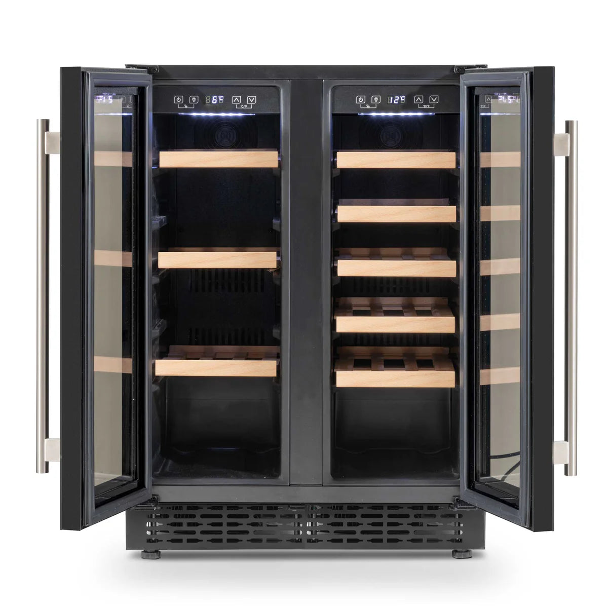 Baridi DH96 Dual Zone Under-Counter Freestanding Wine Cooler Fridge with Digital Touchscreen Controls & LED Light, 40 Bottle/120 Can Capacity, Black