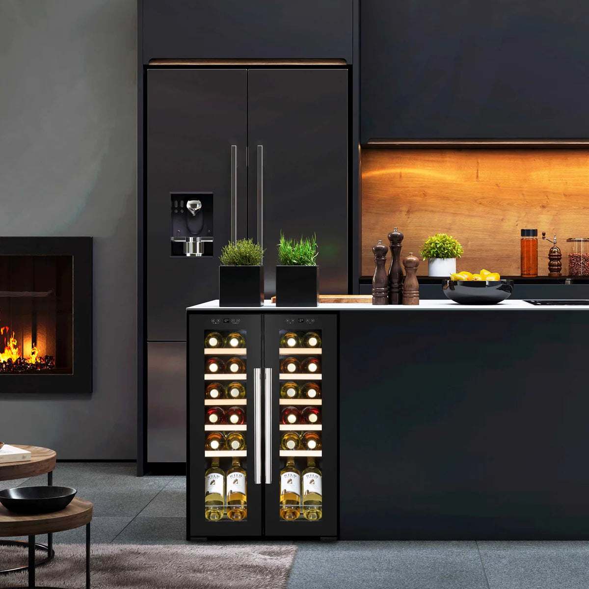 Baridi DH97 Dual Zone Wine Cooler Fridge with Digital Touchscreen Controls, LED Light, 24 Bottle Capacity, Black