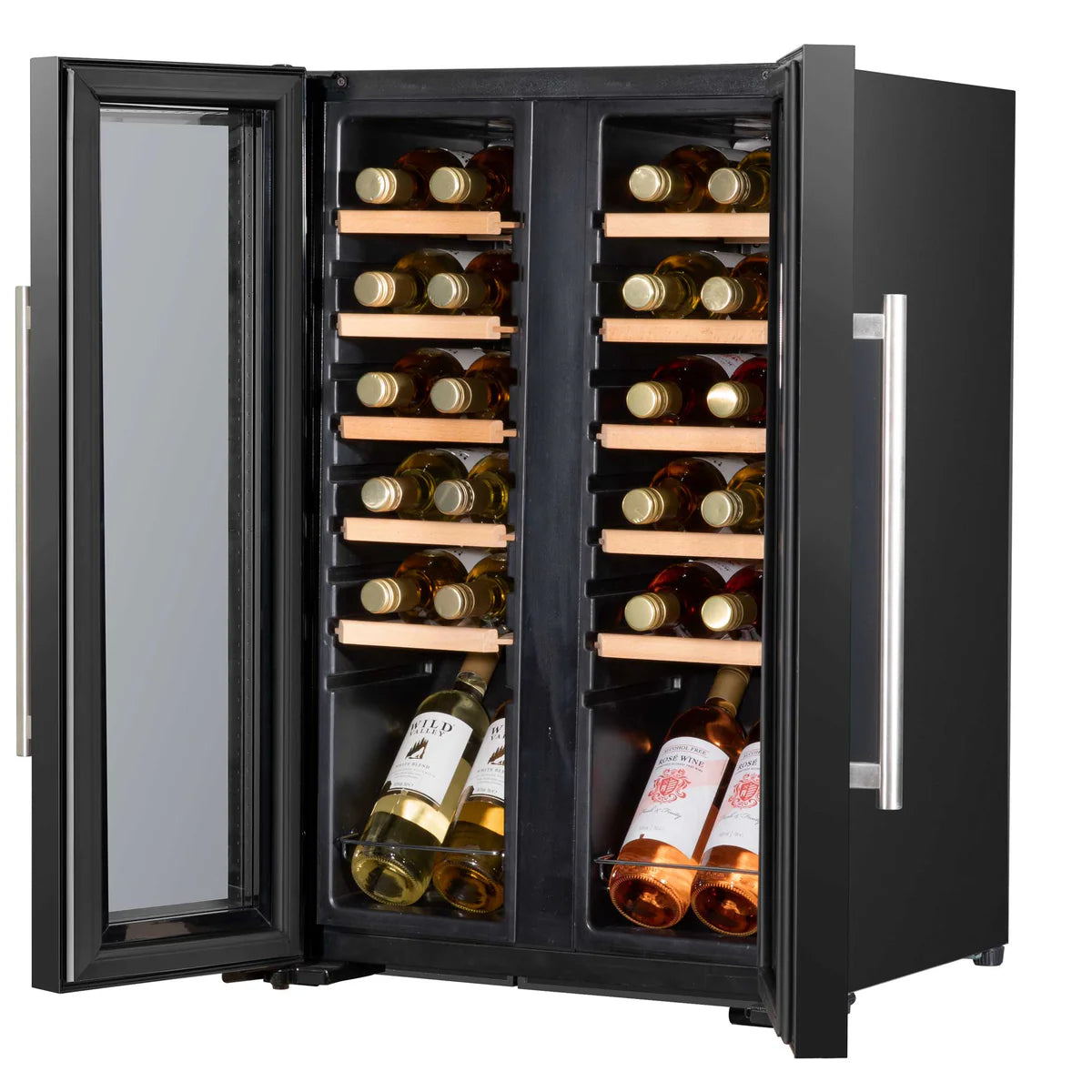Baridi DH97 Dual Zone Wine Cooler Fridge with Digital Touchscreen Controls, LED Light, 24 Bottle Capacity, Black