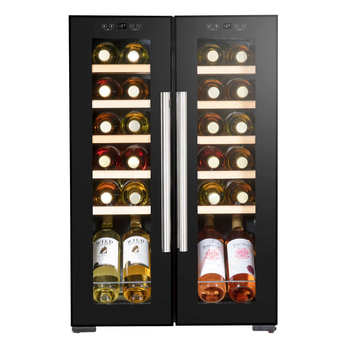 Baridi DH97 Dual Zone Wine Cooler Fridge with Digital Touchscreen Controls, LED Light, 24 Bottle Capacity, Black