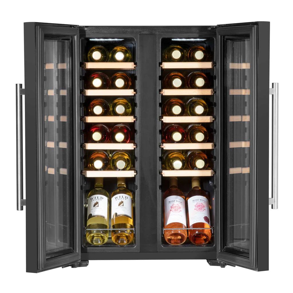 Baridi DH97 Dual Zone Wine Cooler Fridge with Digital Touchscreen Controls, LED Light, 24 Bottle Capacity, Black