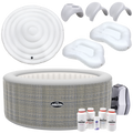 Dellonda 4-6 Person Inflatable Hot Tub/Spa with Smart Pump & Starter Kit - Rattan Effect