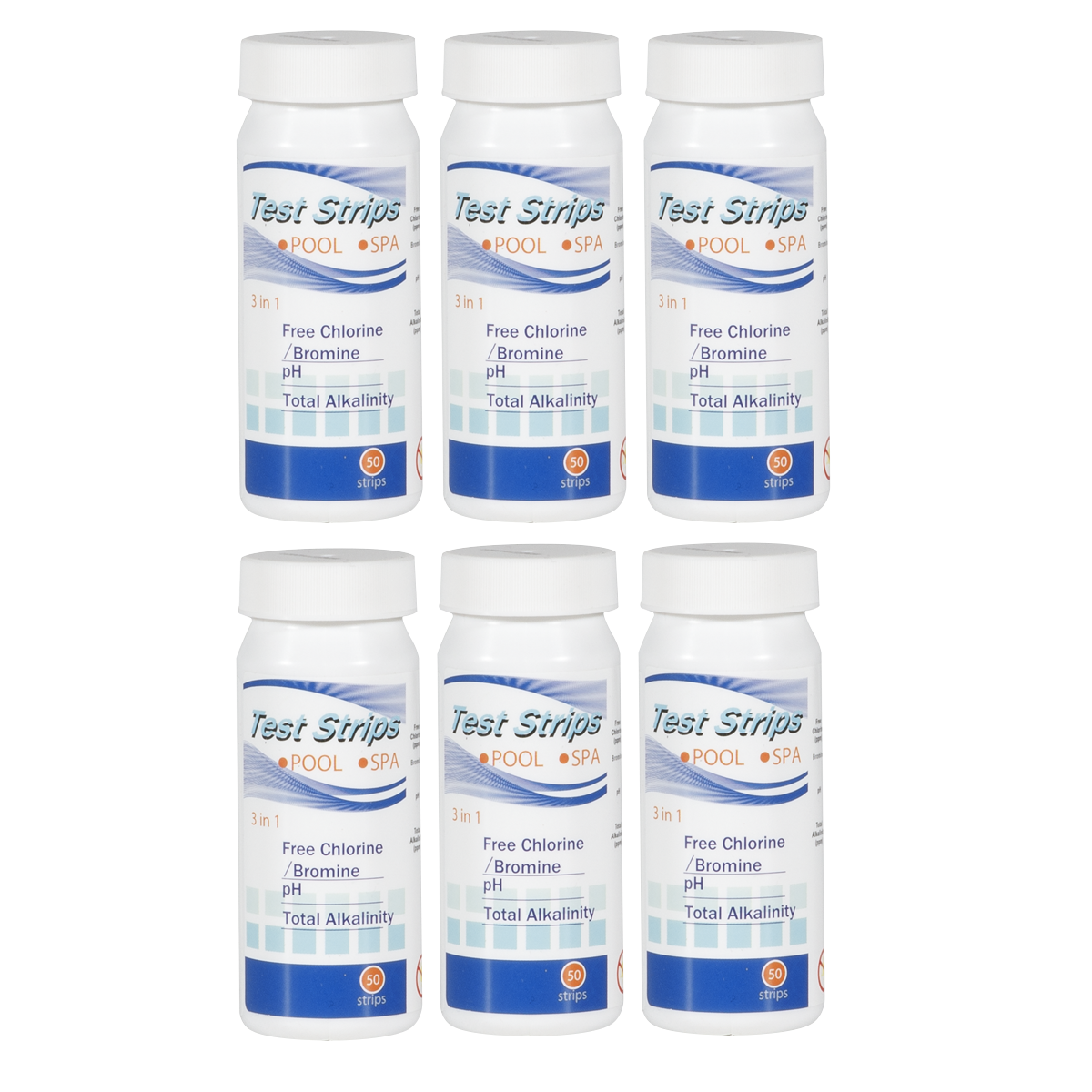 Dellonda 3-in-1 Chlorine, PH & Alkalinity Test Strips, Pack of 6 (DL108)