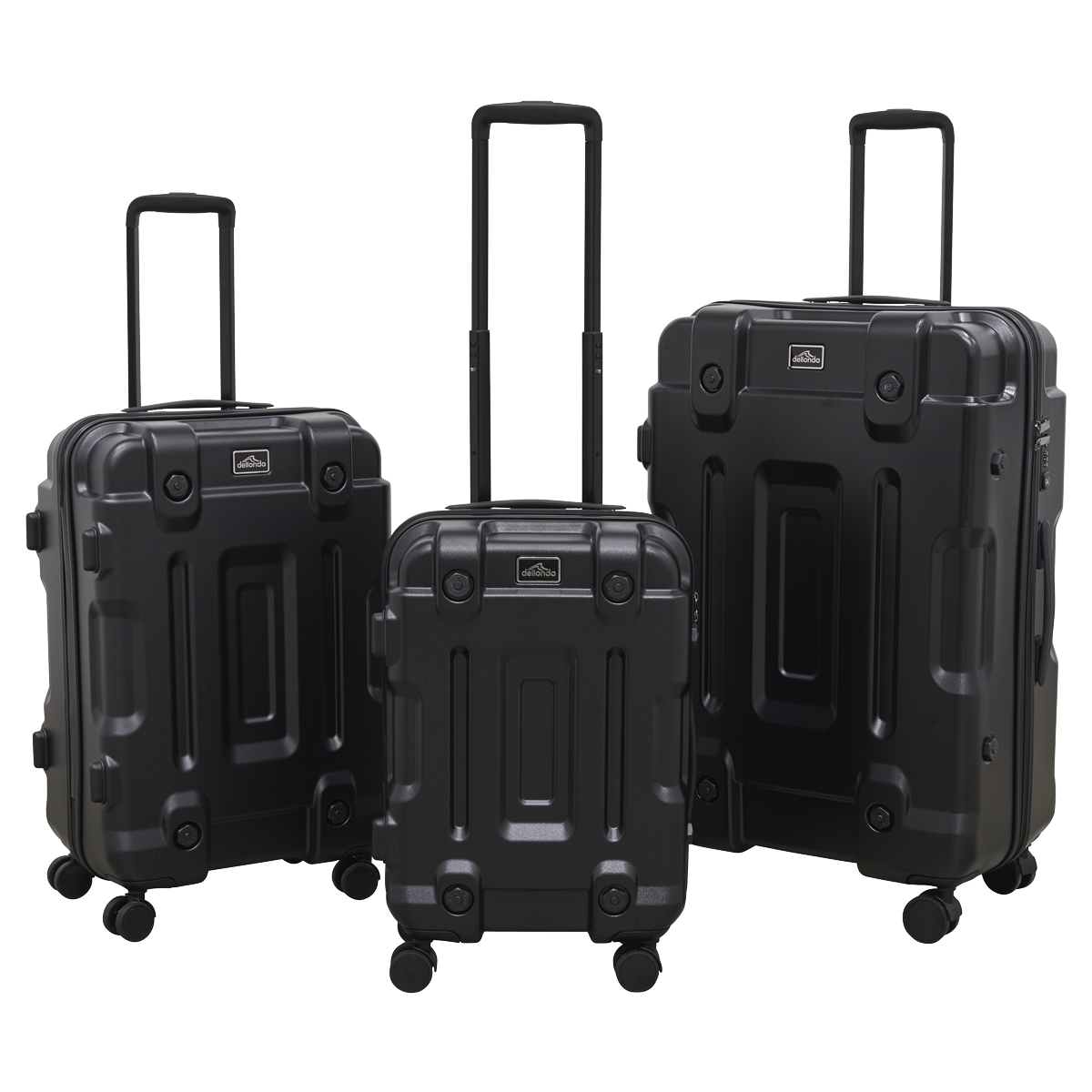 Dellonda Lightweight ABS Luggage Set with TSA Lock, 3-Piece, Black (DL10)