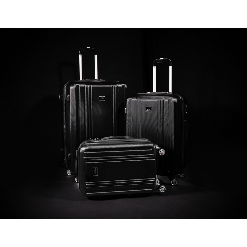 Dellonda Lightweight ABS Luggage Set with TSA Lock, 3-Piece, Black (DL11)