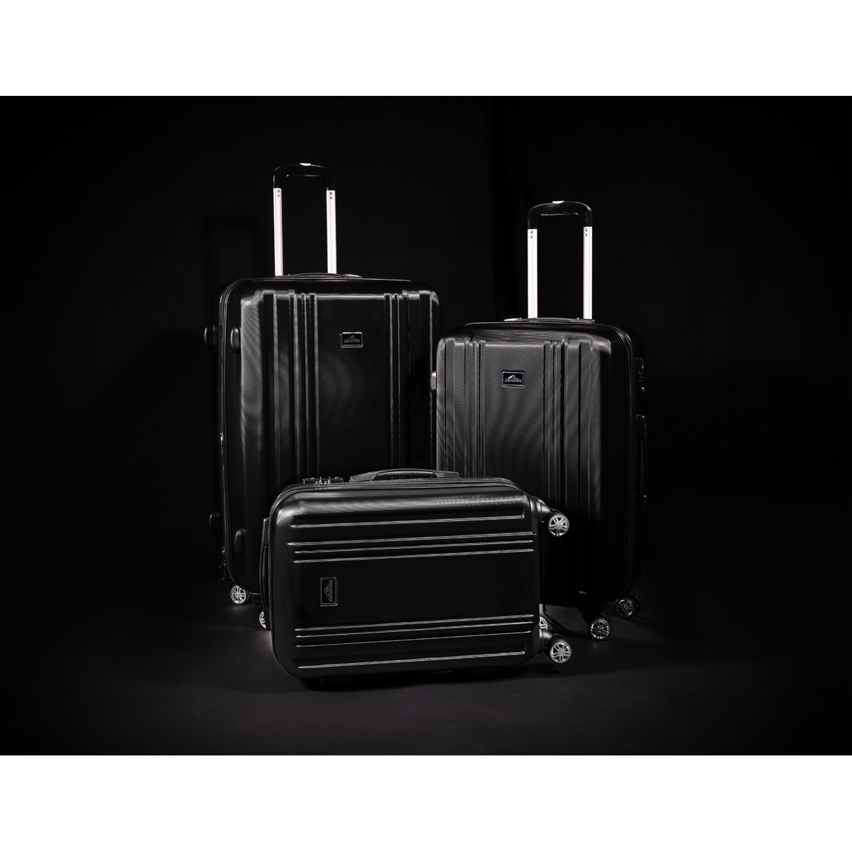 Dellonda Lightweight ABS Luggage Set with TSA Lock, 3-Piece, Black (DL11) (Factory Refurbished A)