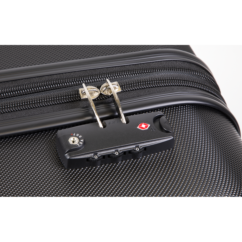 Dellonda Lightweight ABS Luggage Set with TSA Lock, 3-Piece, Black (DL11)