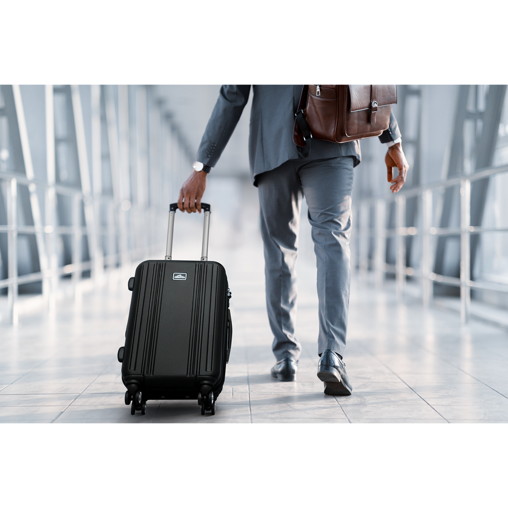Dellonda Lightweight ABS Luggage Set with TSA Lock, 3-Piece, Black (DL11)