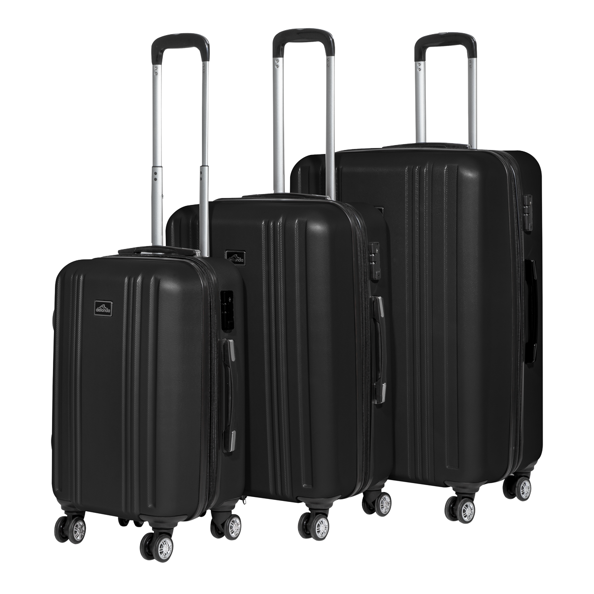 Dellonda Lightweight ABS Luggage Set with TSA Lock, 3-Piece, Black (DL11) (Factory Refurbished A)