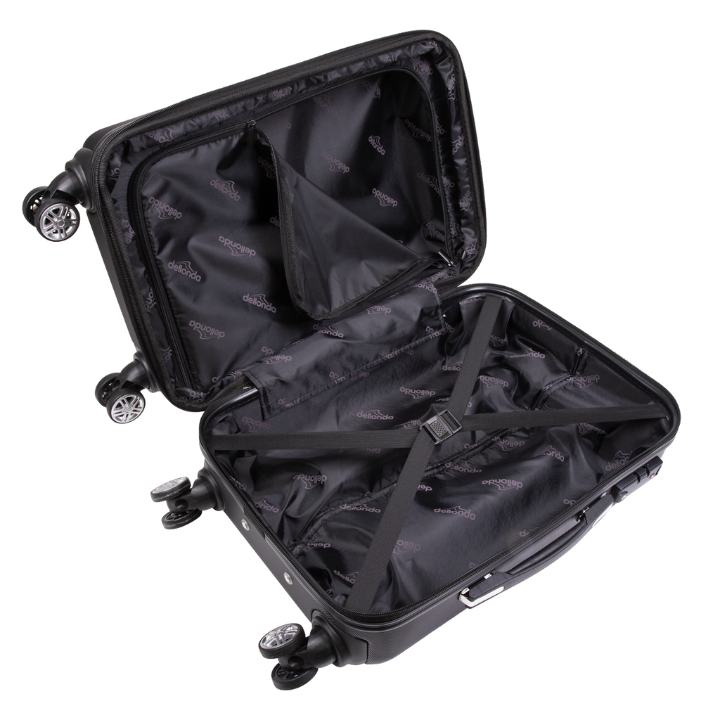 Dellonda Lightweight ABS Luggage Set with TSA Lock, 3-Piece, Black (DL11)