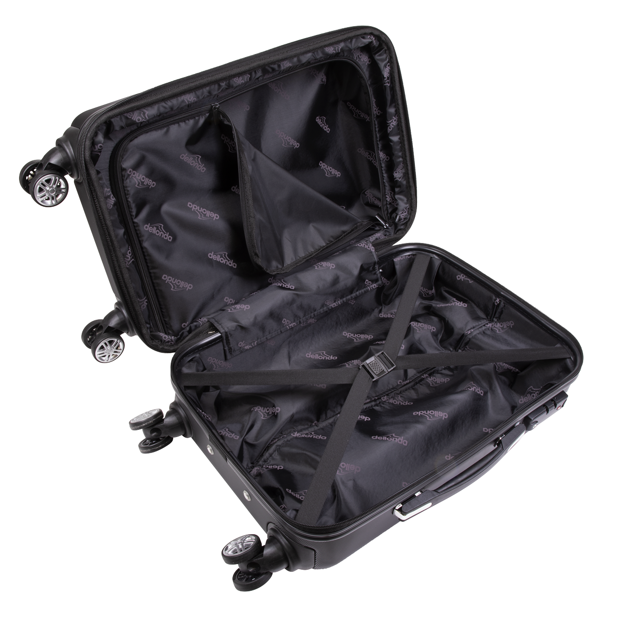 Dellonda Lightweight ABS Luggage Set with TSA Lock, 3-Piece, Black (DL11)
