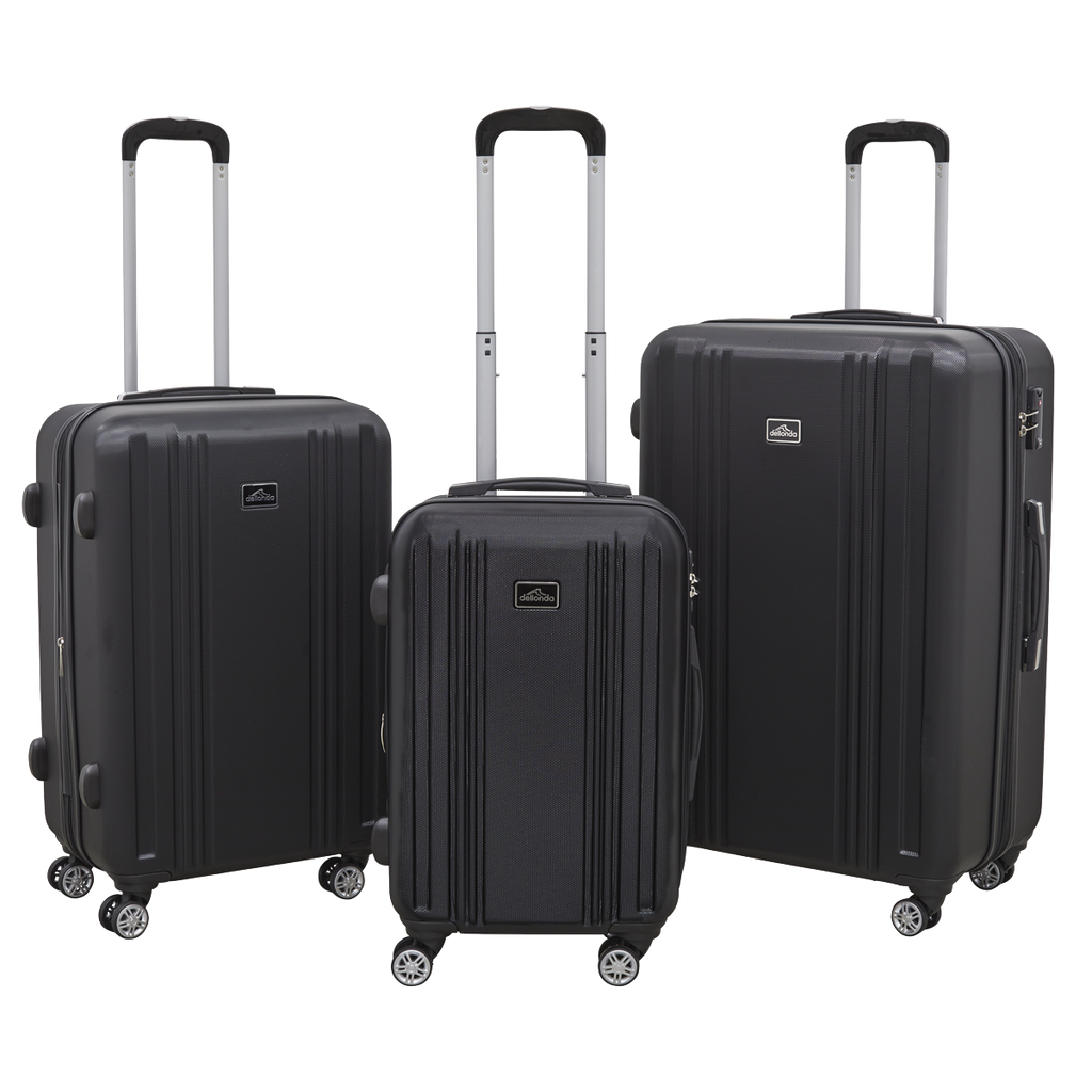 Dellonda Lightweight ABS Luggage Set with TSA Lock, 3-Piece, Black (DL11)