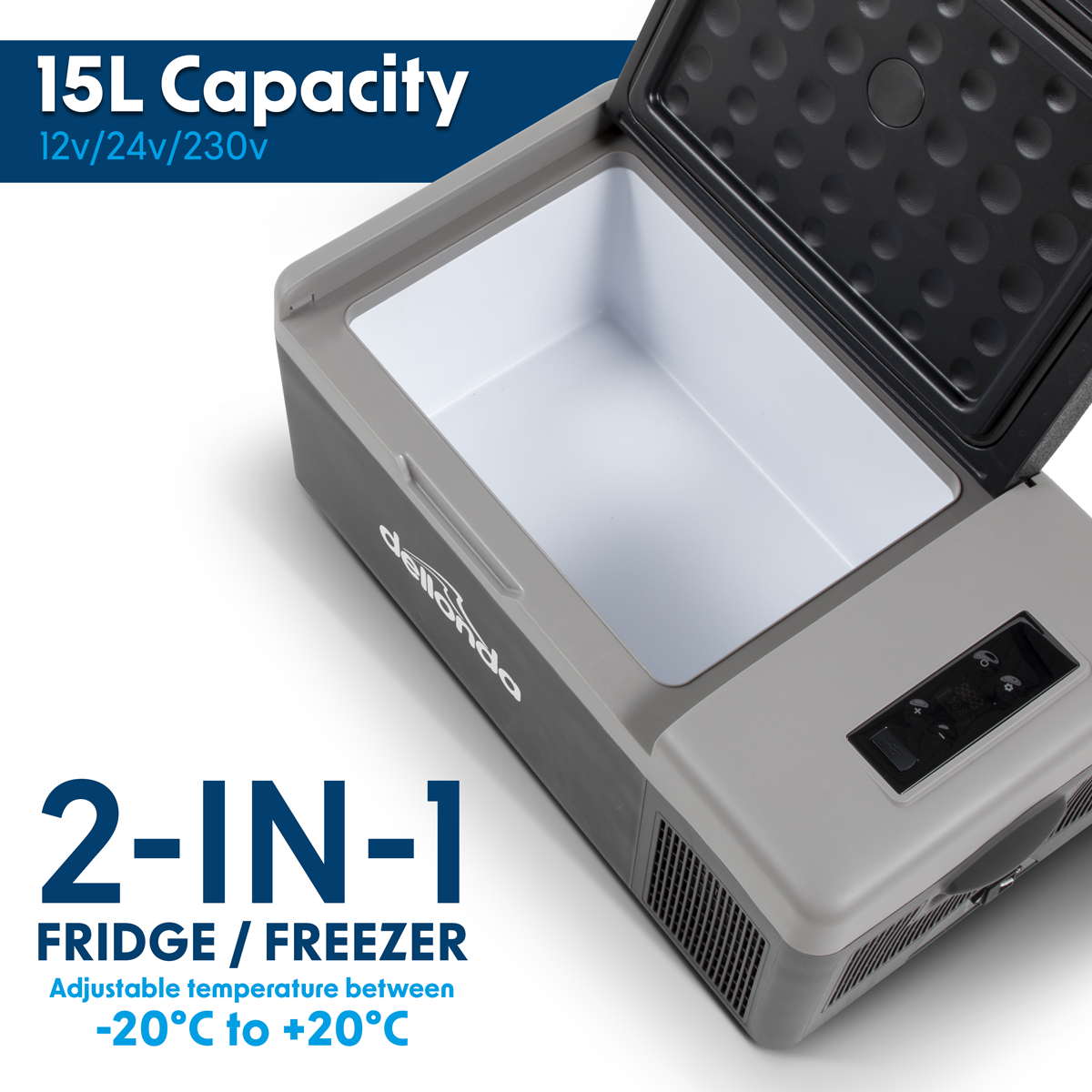 Dellonda Portable Fridge Freezer/Cool Box, 15L, 12/24V (DL12)