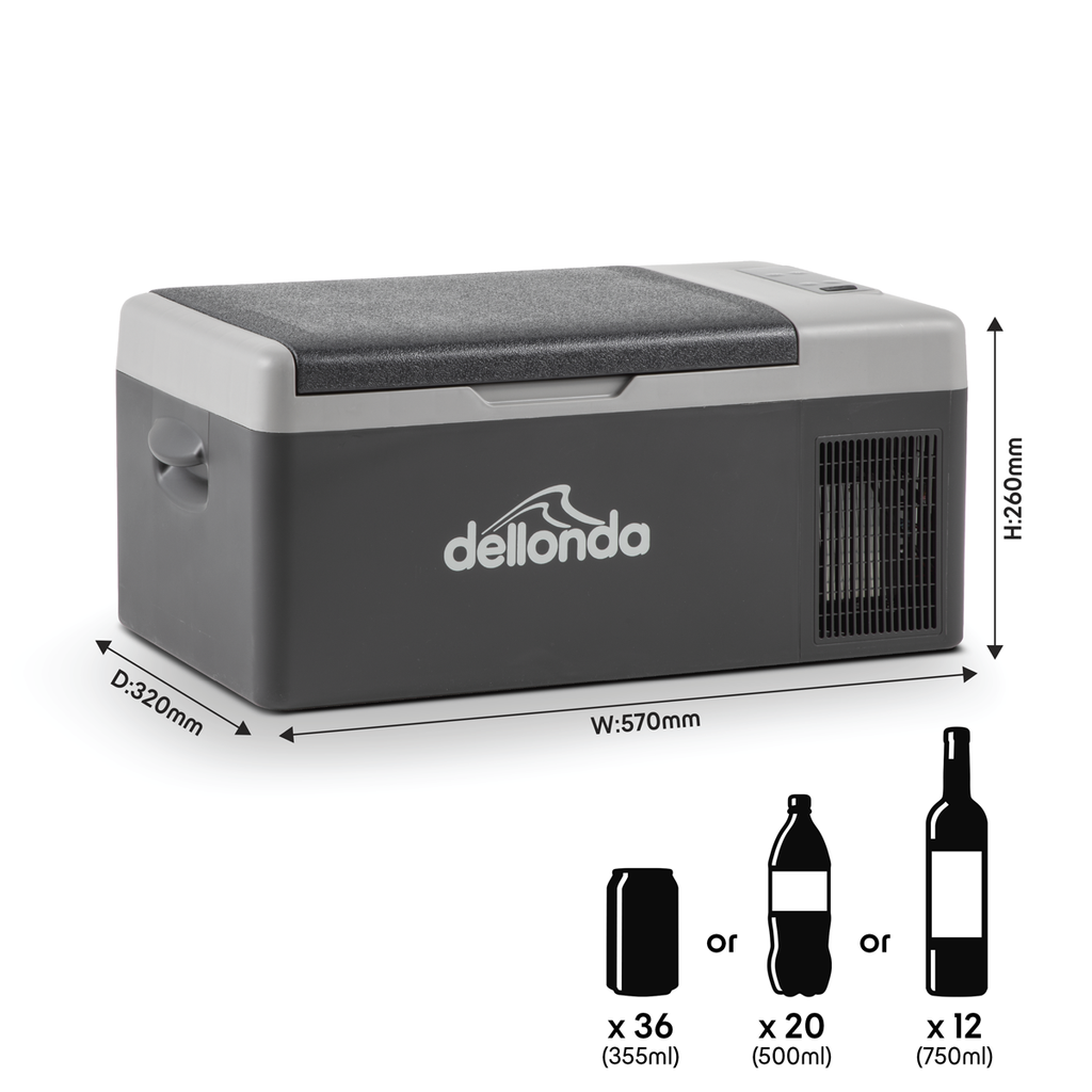Dellonda Portable Fridge Freezer/Cool Box, 15L, 12/24V (DL12)