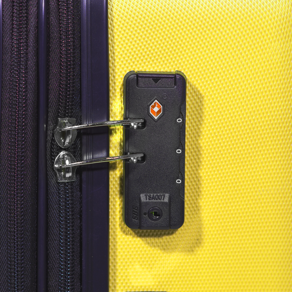 Dellonda Lightweight ABS Luggage Set with TSA Lock, 3-Piece, Yellow (DL124)