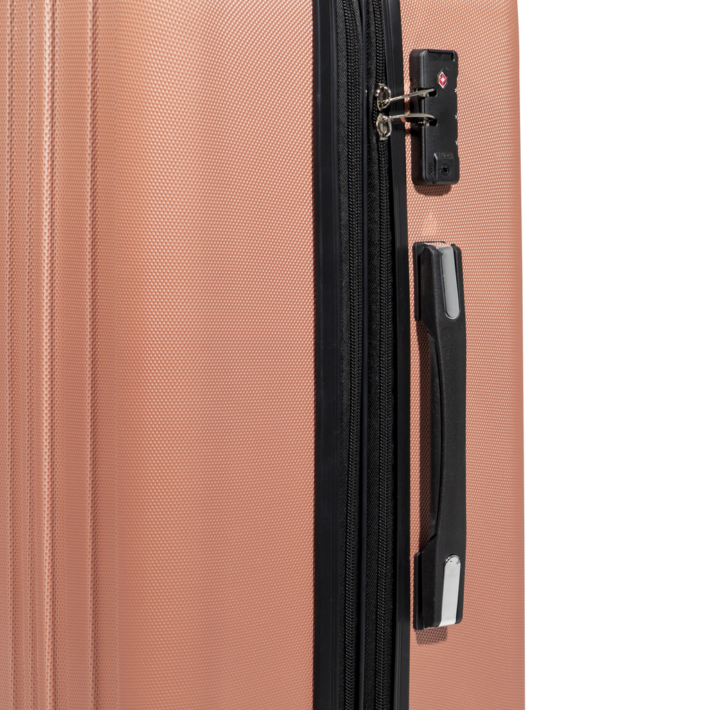 Dellonda Lightweight ABS Luggage Set with TSA Lock, 3-Piece, Rose Gold (DL125)