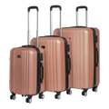 Dellonda Lightweight ABS Luggage Set with TSA Lock, 3-Piece, Rose Gold (DL125)