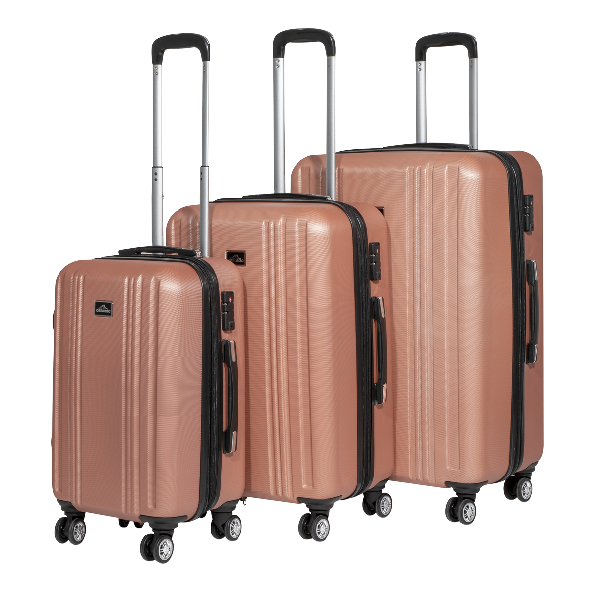 Dellonda Lightweight ABS Luggage Set with TSA Lock, 3-Piece, Rose Gold (DL125)